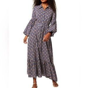 Misa Los Angeles Navy Floral Long Sleeve Dress